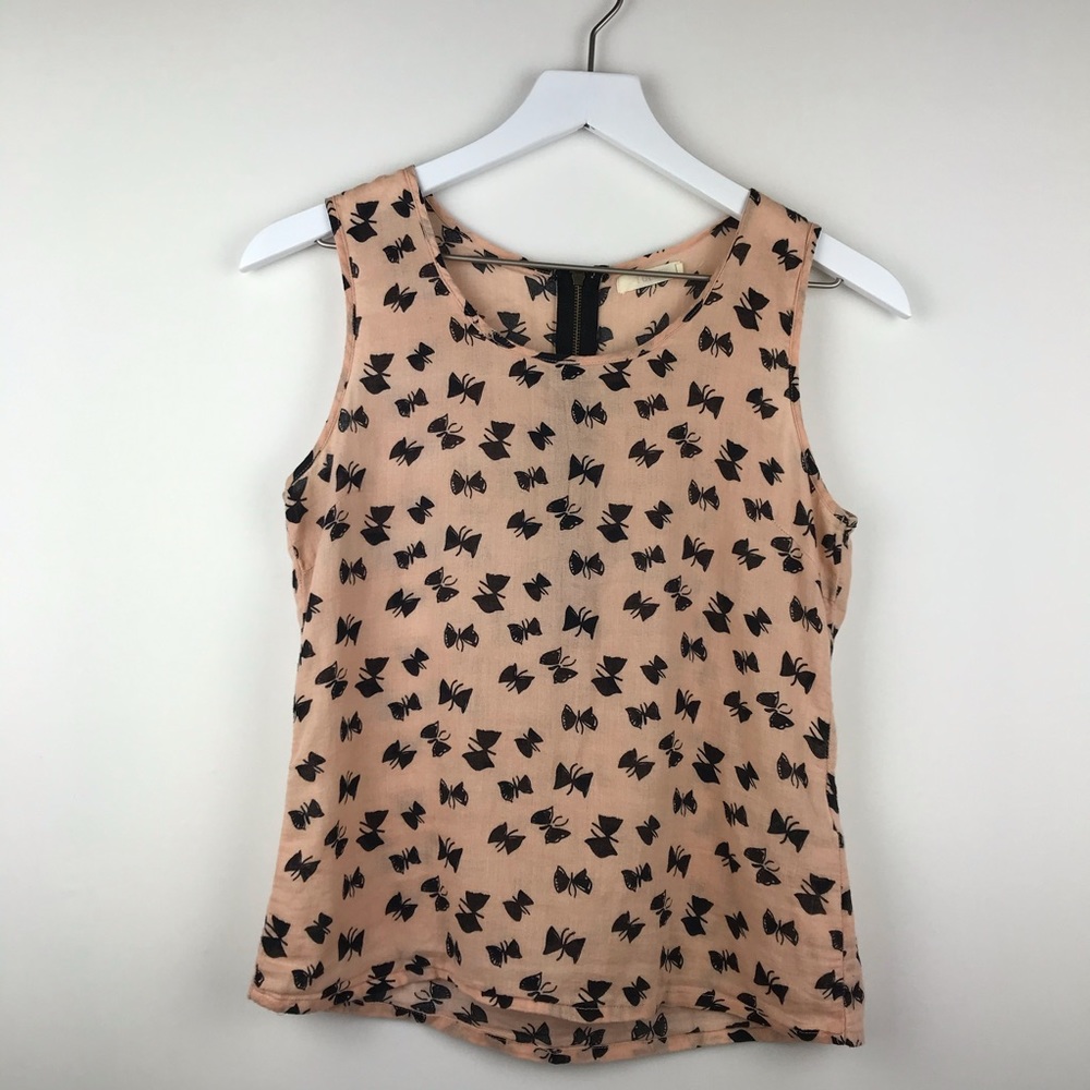 Morning Glow Tulle Pink Tank w/ Black Butterflies